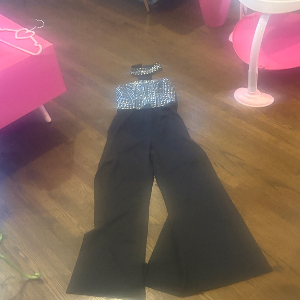 VENUS Black Jumpsuit with Silver Detailing